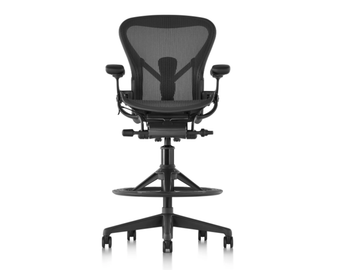 AERON - Swivel office stool with Armrests with 5-Spoke base by Herman Miller - view 2